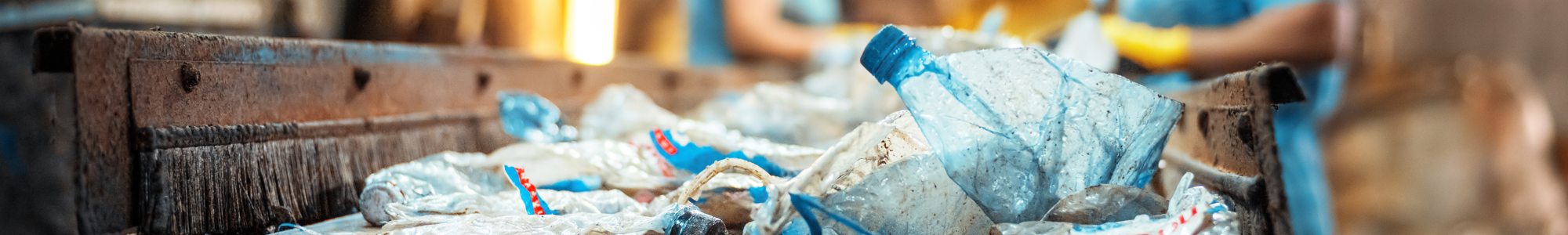 Plastic Garbage Conveyor Belt Waste Recycling Factory Workers Background